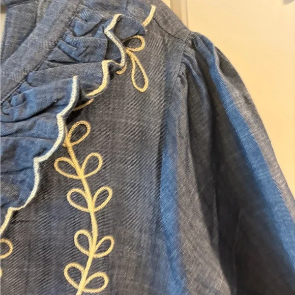 WAYWARD FANCIES ESHAKTI Blue & Cream Embroidered Maxi Dress Size 3X - Picture 5 of 14